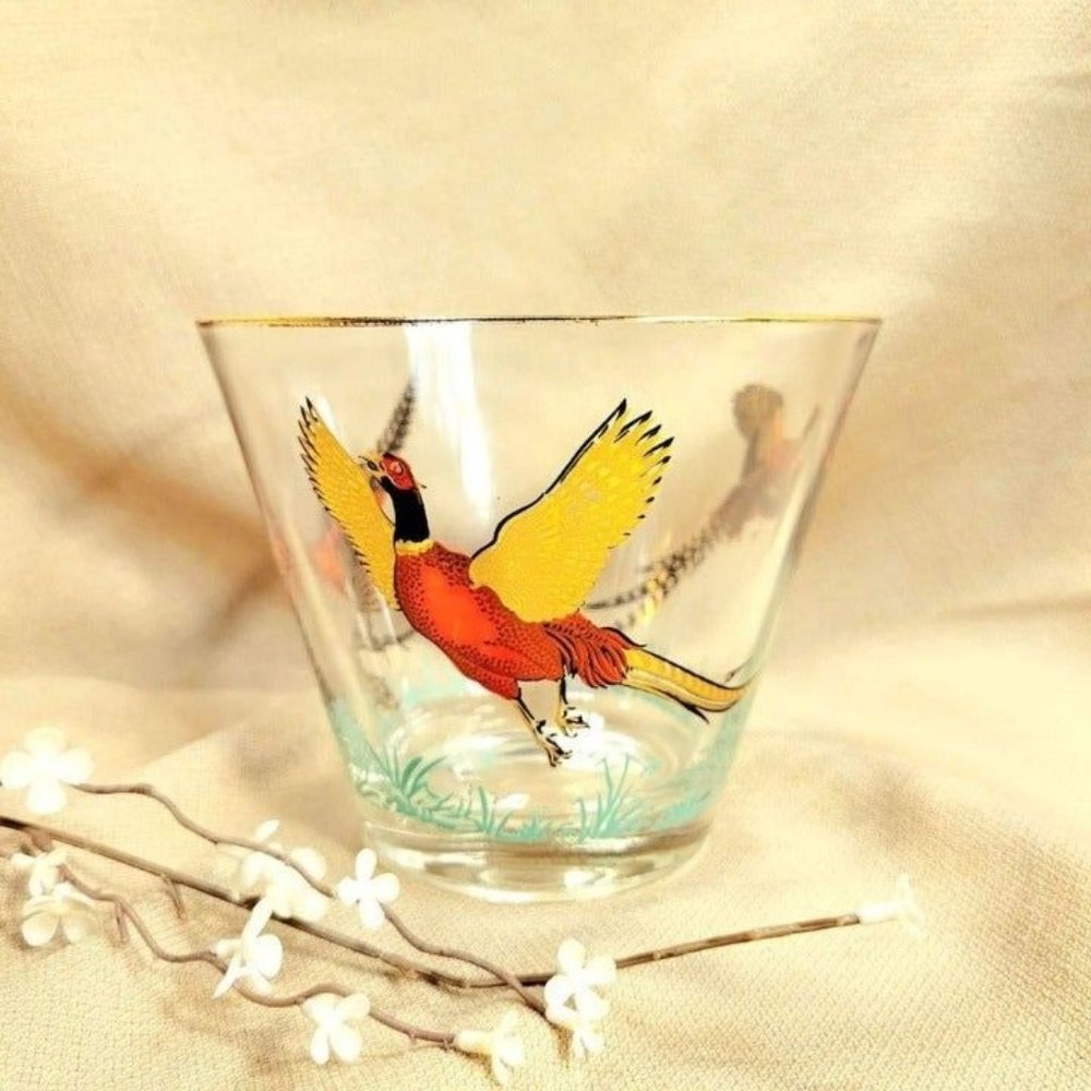 Vintage MCM Hazel Atlas Pheasant Ice Bowl